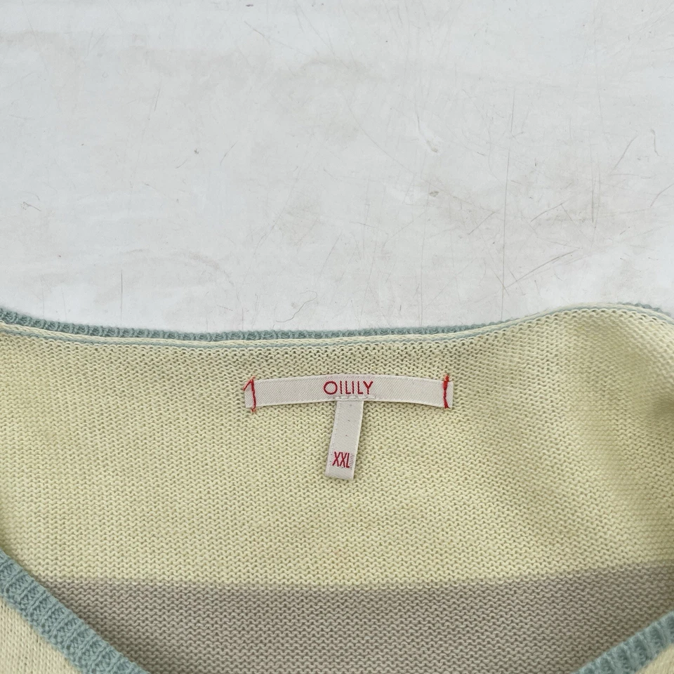 Suéter Oilily Mujer Talla XXL Rayas Color Pastel Lino Cuello Redondo Cárdigan Foto 4 de 4