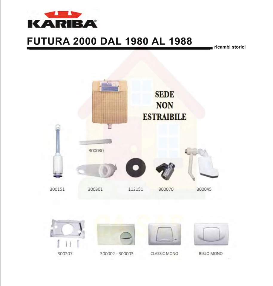 SET RICAMBI ORIGINALI PER CASSETTA VATER WC KARIBA FUTURA 2000