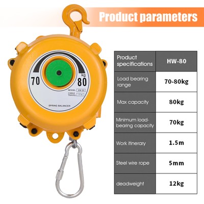 70-80kg Tool Balancer with Steel Cable Anti-Fall Load Bearing Retractable Tool--