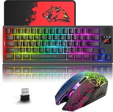 Wireless Gaming Keyboard Mouse Combo Portable with RGB Backlit for PC Mac Gamer