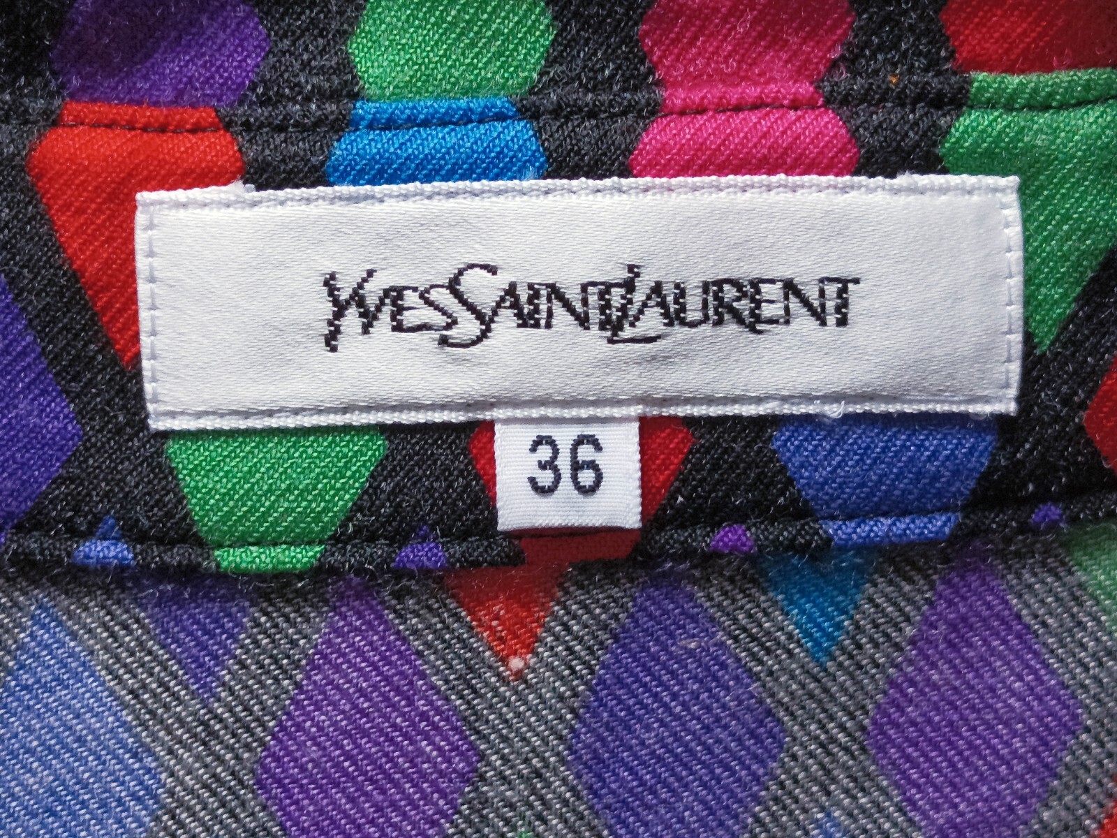 Camicia top donna vintage Yves Saint Laurent multicolore argilla lana seta 36