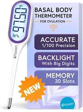 Iproven Basal Body Thermometer with Backlight & Big Digits, 1/100 Degree High Pr