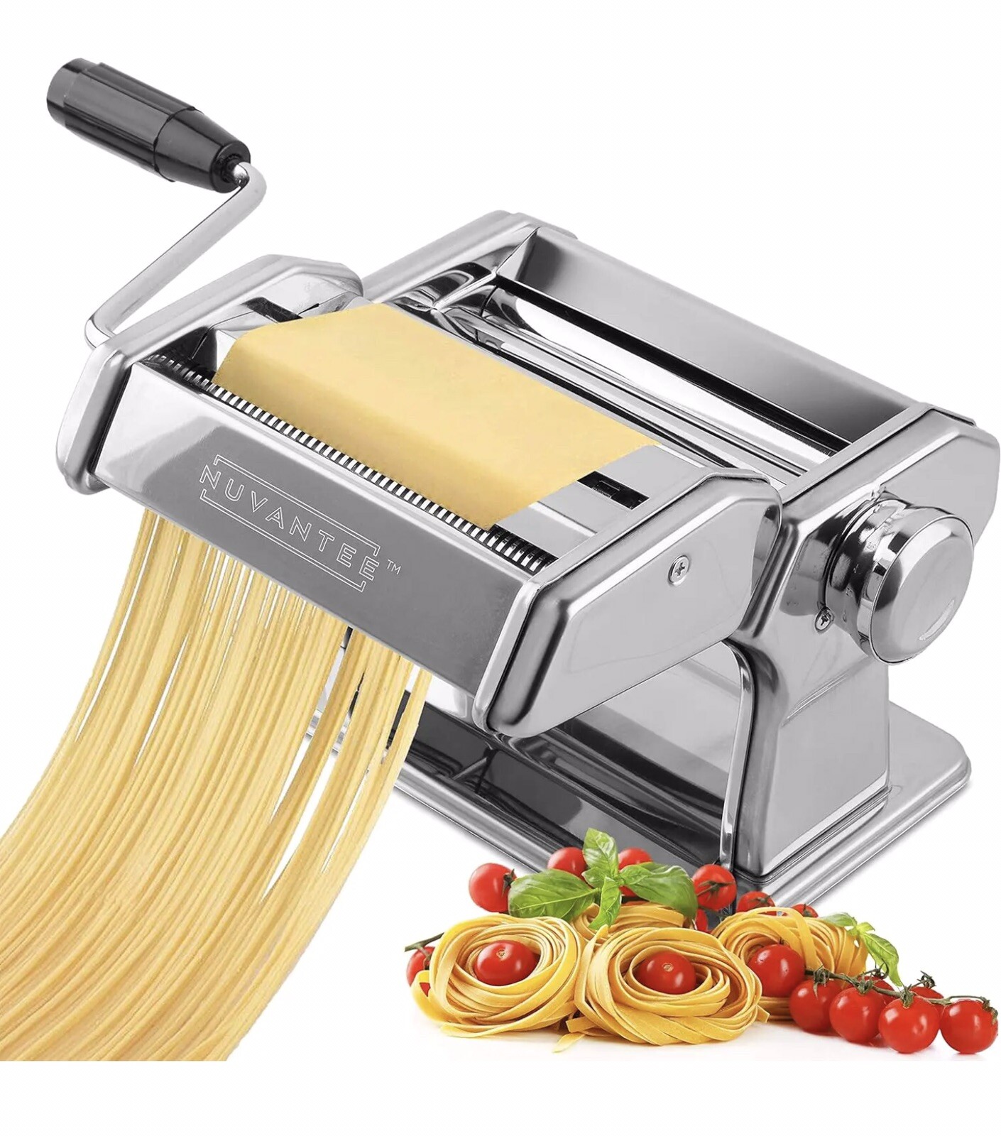 Nuvantee Pasta Maker Machine - Adjustable Crank Roller & Attachments .Manual .