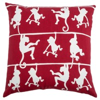 Red Swinging Monkeys Throw Pillow (20x20) - Rizzy Home on sale Red Swinging Monkeys Throw Pillow (20x20) - Rizzy Home on sale