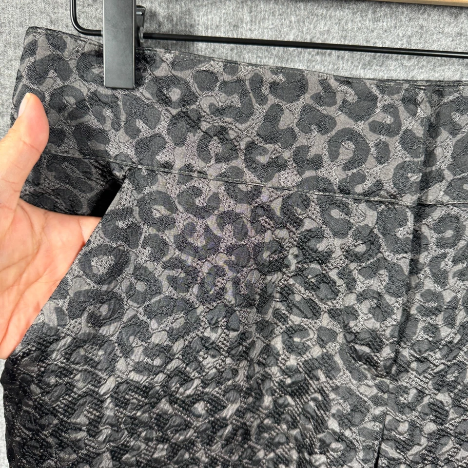 Pantalones Ann Taylor con estampado de leopardo para mujer Petite 10P negro gris Foto 2 de 4