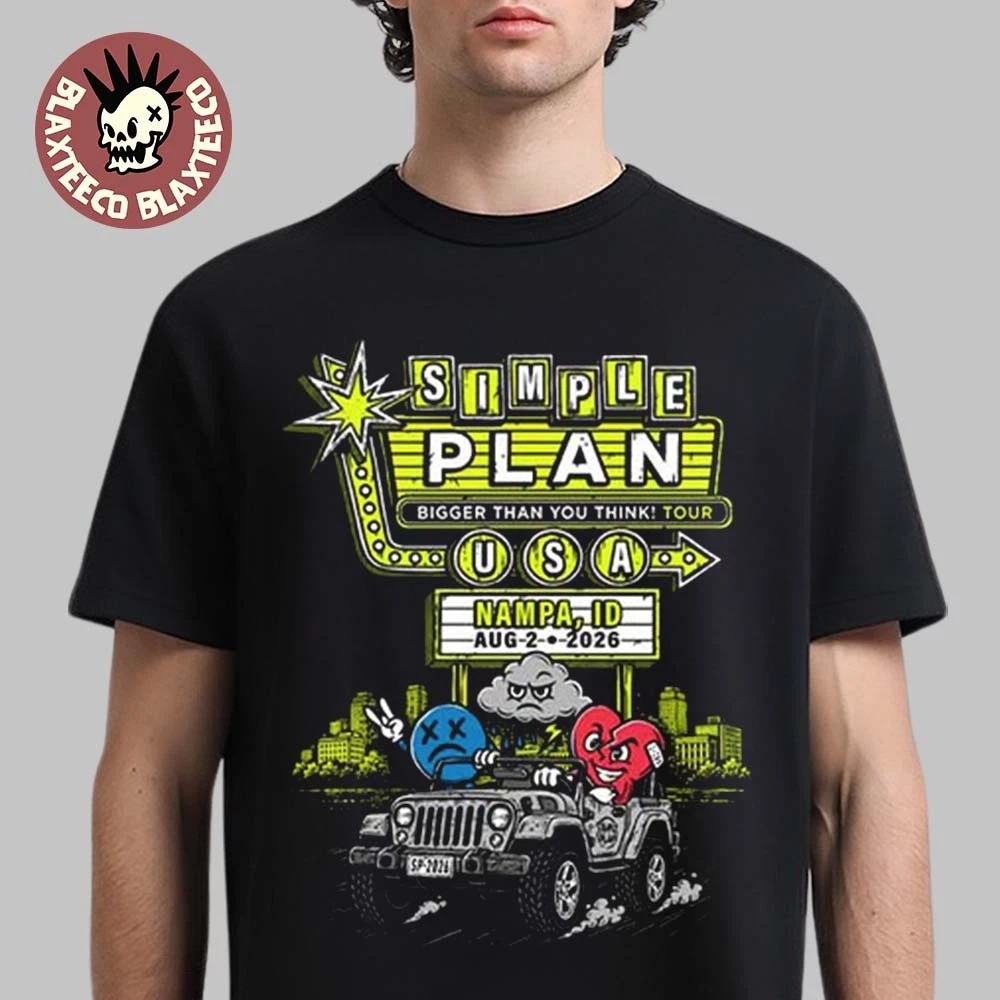 Simple Plan Nampa Idaho 2025 Concert T-Shirt Ford Idaho Center Amphitheater Live Tour Tee