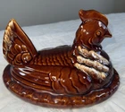 Vintage Hull Brown Drip Large Hen Chicken REPLACEMENT TOP ONLY 10.5x7.5x7.5” EUC