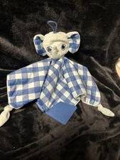 BooginHead PaciPal Elephant Security Blanket Lovey Baby Teether Blue Check