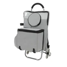 Portable Folding Wheeled Art Chair Cart Rolling Big Chair Cart With Storage