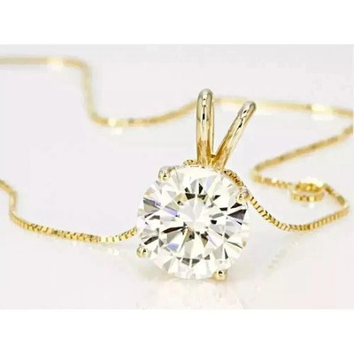 3Ct Round-Cut Lab Created Solitaire Women's Pendant  14k Yellow Gold Plated