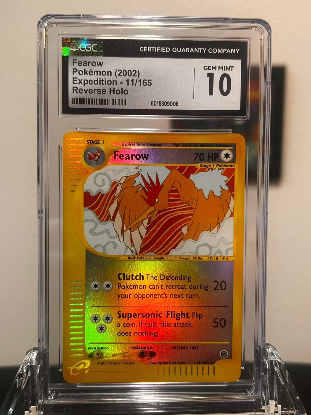 2002 Fearow Pokemon Expedition Reverse Holo 11/165 CGC 10