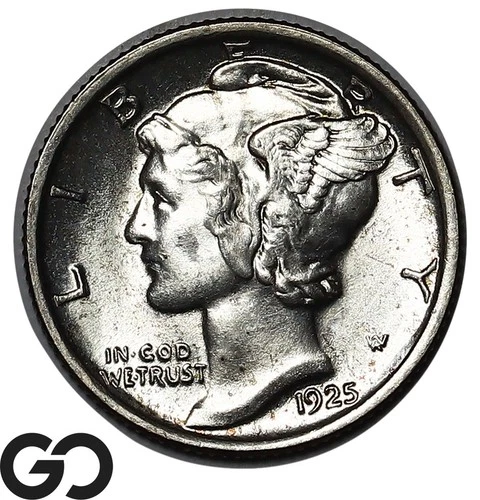 1925 Mercury Dime, Solid Gem BU++