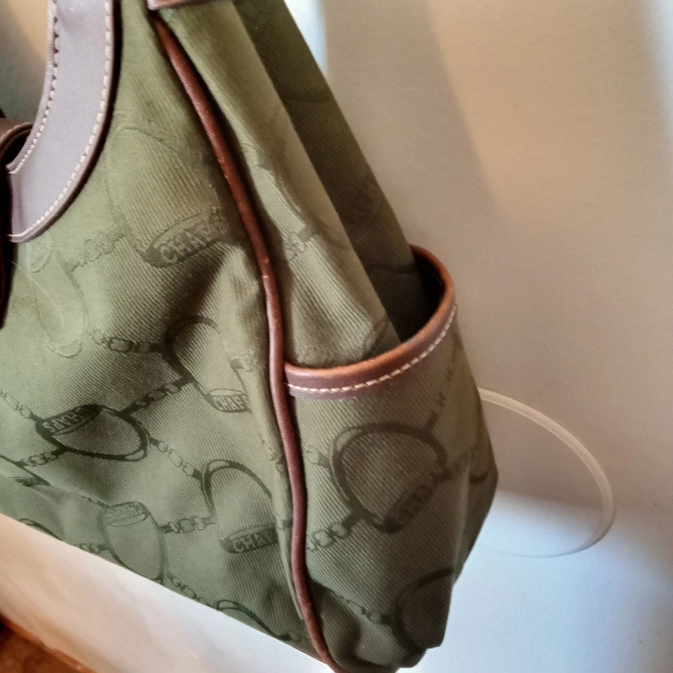 Cartera Chaps Verde Diseñador Sobre el Hombro Elegante Preppy Fin de Semana Foto 4 de 4
