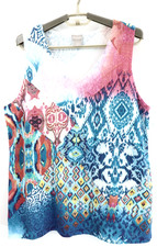 NEW CHICO'S Women's Cotton Nylon Sweater Vest Geometric Multicolor Size 2 L