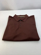 NWOT Perry Ellis Rich Dark Brown Button Long Sleeve Polo Sport Shirt Size Large