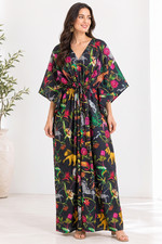 Indian Cotton Kaftan Black Safari Print Fashionable Womens Clothing Caftan Dress