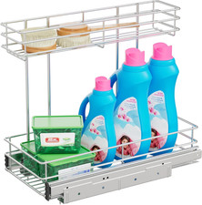 Under Sink Organizer 9"W X18.5"D  Pull Out Cabinet Organizer 2 Tier  Under Sink Sl