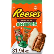 REESE'S Assorted Flavored Peanut Butter Shapes, Christmas Candy Bag, 31.94 oz