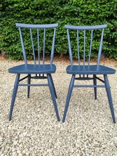 X2 ERCOL 391 SOLID ELM DINING CHAIRS COLOUR OF PLIMSOLL ( NAVY BLUE )