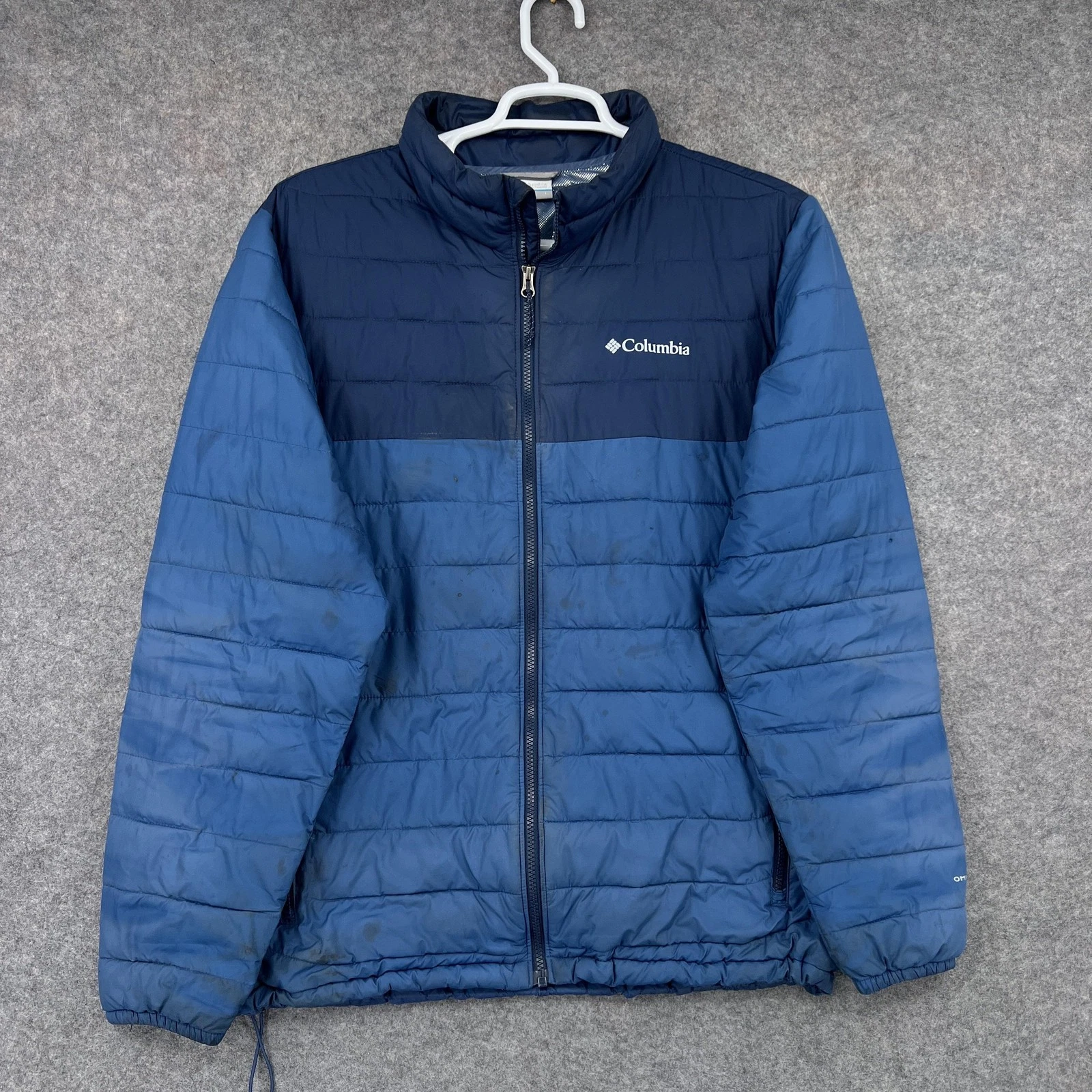 Columbia Jacket Mens L Blue Puffer Jacket Insulated Full Zip Quilted Pockets