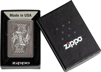 ZIPPO - BENZIN - FEUERZEUG - KINGS OF DIAMOND 2 - BLACK ICE GELASERT - NEU 2025