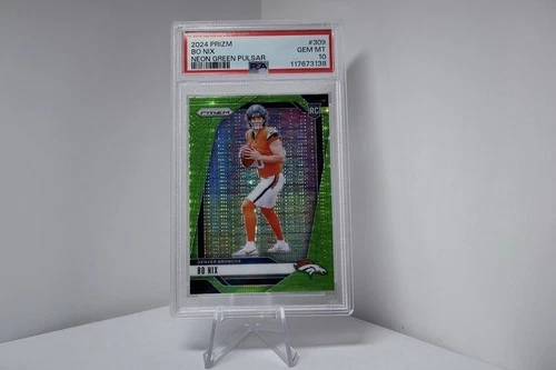 2024 Panini Prizm #309 Bo Nix Neon Green Pulsar PSA 10
