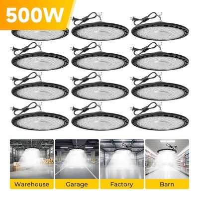 12Pcs 500W UFO Led High Bay Light Shop Industrial Commercial Warehouse Gym Light
