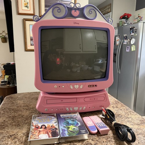 Disney Princess 19" CRT TV DVD VCR VHS Player Combo COMPLETE  DT1900 LOCAL ONLY - Picture 1 of 21