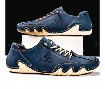 Salkin Isaac Unisex Handmade Leather Barefoot Shoes Sailing Driving Men 7.5/W 9