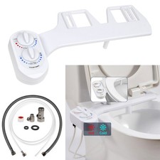 Bidet Fresh Water Spray Kit Toilet Seat Attachment Non-Electric Hot Cold Nozzle
