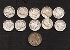 10x Mercury Silver Dimes 90% Silver $1.00 Face Value Junk Silver + War Nickel
