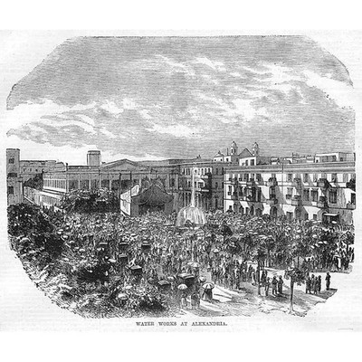 ÄGYPTEN Wasserwerk in Alexandria - antiker Druck 1860