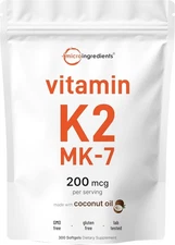Micro Ingredients Vitamin K2 MK-7 Supplement, 200 mcg Per Serving, 300... 
