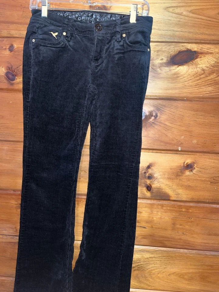 Pantalones acampanados de pana negros Grane para mujer talla 3 bolsillos traseros a presión 28X29 Foto 3 de 4