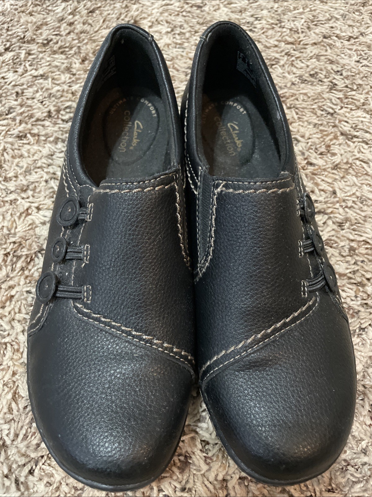 Clarks Womens Ashland Black Effie Slip On Loafers Size 8