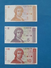 1 x 1+5+10 Dinara Kroatien / guter Zustand / Banknote Geldschein von 1991 `