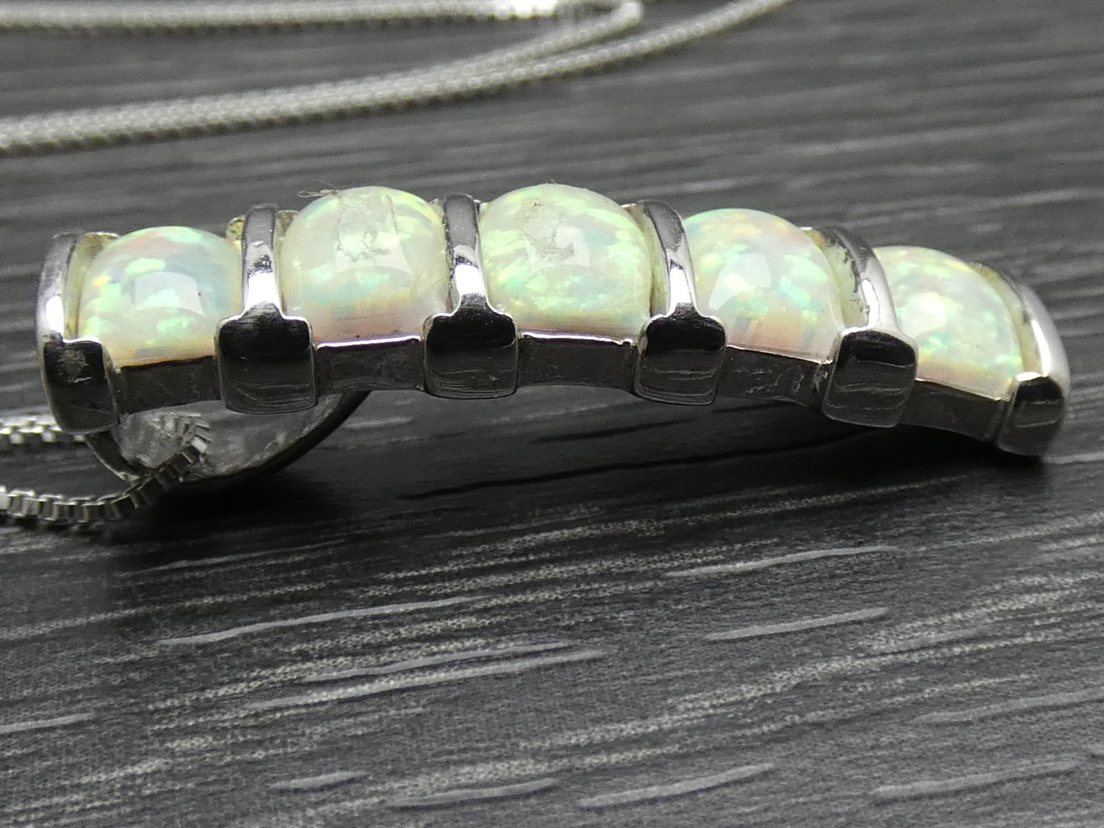 * Sterling Silver Square Rectangle Fire Opal Pend… - image 6