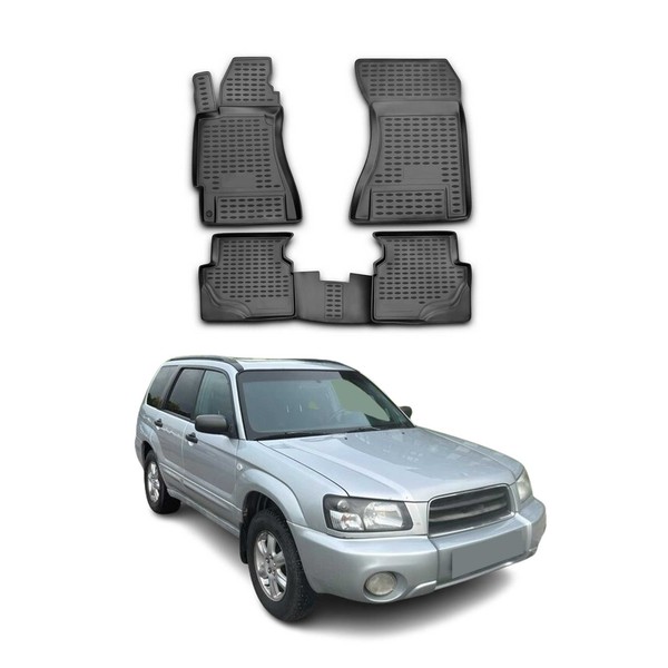 Omac Gummimatten FußMatten FüR Subaru Forester Ii 2002-2008 Tpe Matten Schwarz-image