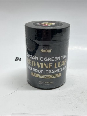 NuQiit Organic Green Tea Red Vine Leaf BeetRoot GrapeSeed . 120 Ct Exp 9/2026