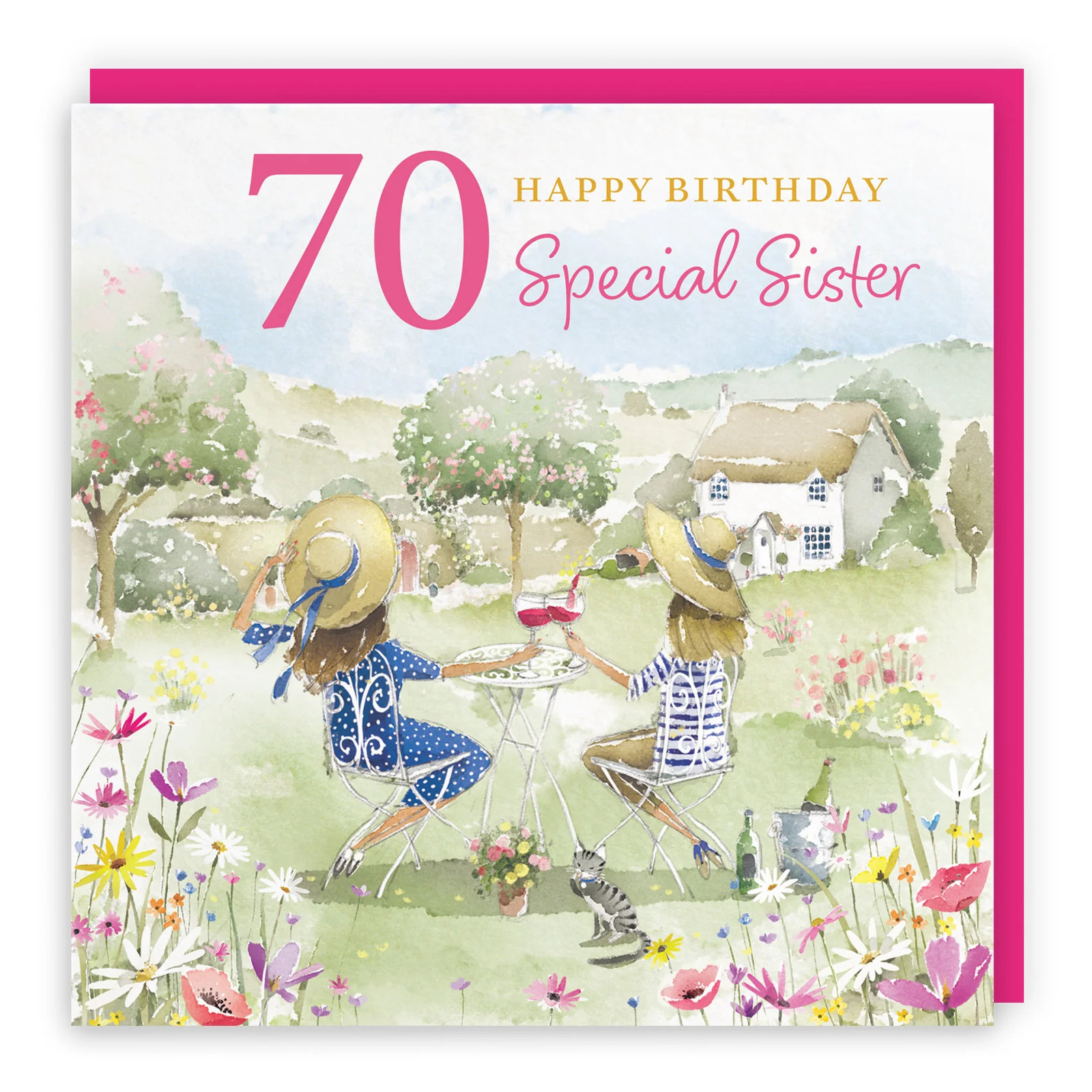 70th Sister Birthday Card Countryside Garden Milo's Gallery