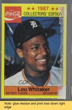 1987 Coca-Cola/SAS Detroit Tigers Lou Whitaker #16 READ 0n2