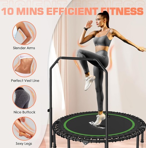 BCAN 450/550 LBS Foldable Mini Trampoline, 40"/48"/50" Fitness Trampoline with - Picture 5 of 9