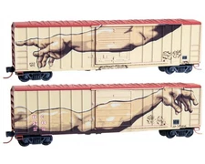 Z SCALE EEC/FCRD 50' RIB SIDE BOX CAR 2-Car Set MICRO-TRAINS LINE MTL#510 44 240