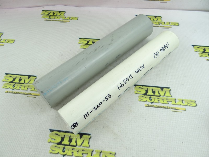 2 PIECES OF RADEL R-5500 MACHINABLE PLASTIC ROUND STOCK 1-3/4" & 2" DIA 10" OAL