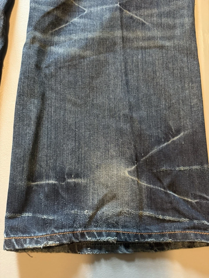 Pantalones de mezclilla Christian Audigier para hombre 42x32 corona de pantera bordado gráfico de tatuaje Y2K Foto 4 de 4