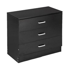 3-Drawer Dresser Chest Wood Bedroom Furniture Storage of Drawers Black