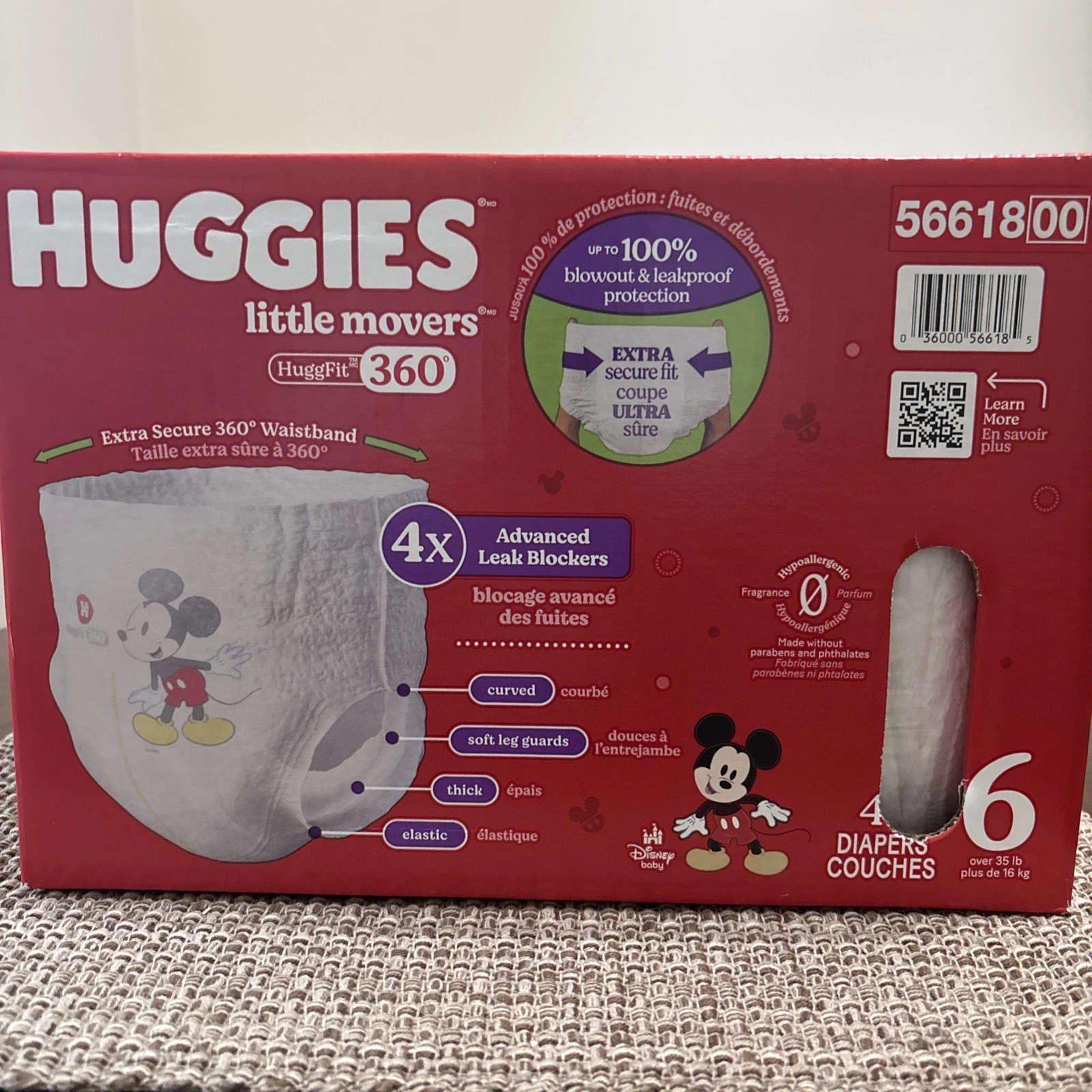 Huggies Little Movers Disney Mickey Mouse Baby Diapers, Size 6 (35+ lbs), 48 Ct