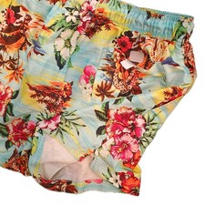 George Men  s Board Shorts Hawaiian Floral Blue Yellow M 32-34 Drawstring Mesh