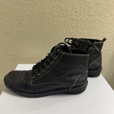 Clarks Nikki North Black Leather Combat Lace Up Zip Boots 83540 Womens Sz 6M