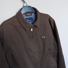 Fred Perry Harrington Jacket Mens MEDIUM Brown 100% Cotton Mod Scooter Terrace